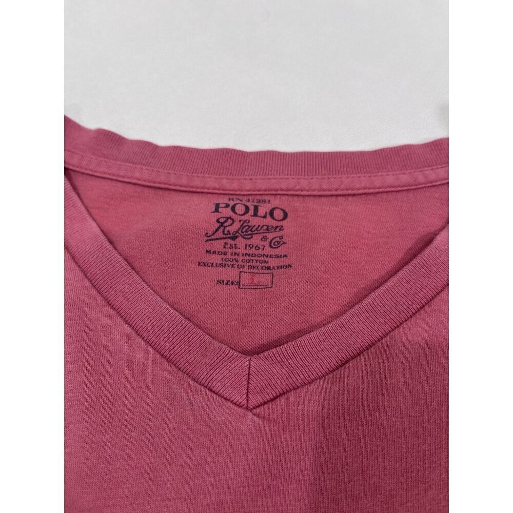 Polo Ralph Lauren Mens Size Large Classic Fit V Neck T Shirt Spring Red - Picture 5 of 7